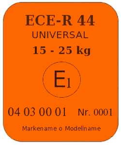 ECE R 44 Norm bzw. Siegel