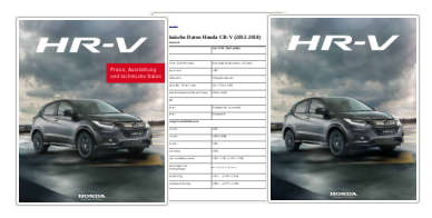 Honda HR-V Preislisten, Datenblaetter & Prospekte